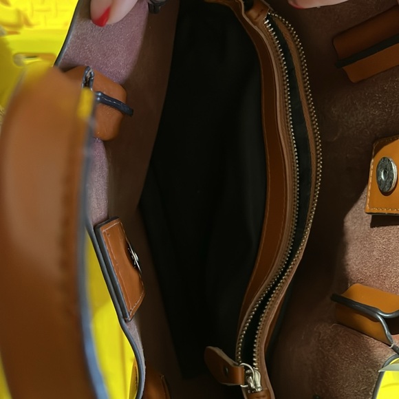 Co Lab brown tan camel leather crossbody tote purse - Picture 8 of 10